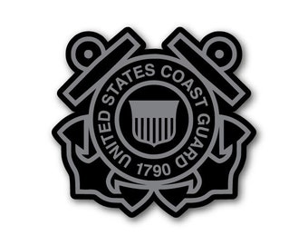United States Coast Guard Logo Sticker (Black and Grey)