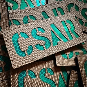 Reflective CSAR Patch Coyote/Green (Hook/Loop Backing)