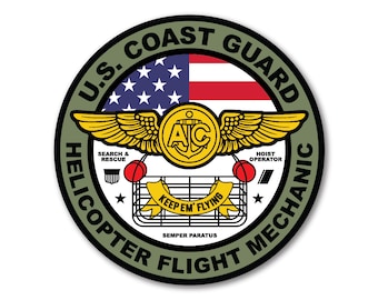 Coast Guard Helicopter Flight Mechanic Sticker (Green)