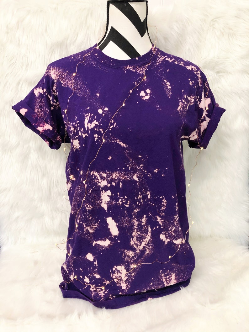 Purple Bleached Shirt. Bleached TShirt. Comfy and Cozy Short Etsy