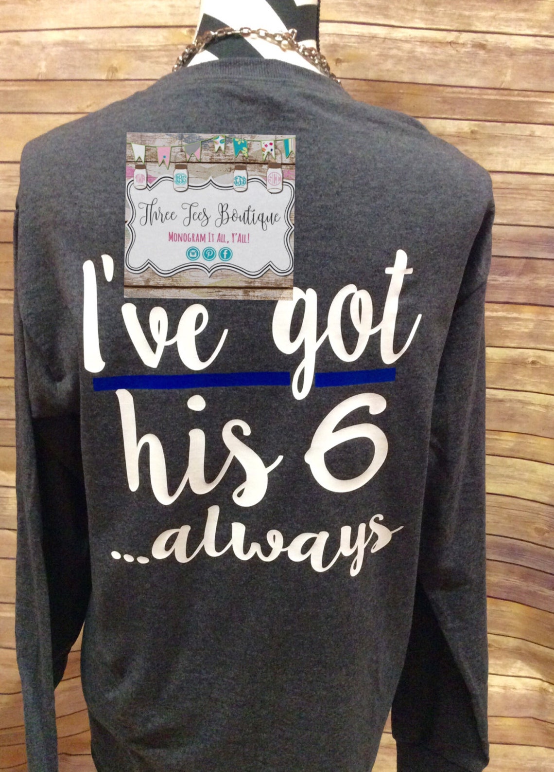 Police Wife Monogram Long Sleeve T-Shirt. Police Girlfriend | Etsy