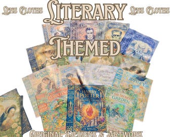 Literary Classics Lens Cleaning Cloth | Bookish Watercolor Art, Microfiber Cleaning Wipe