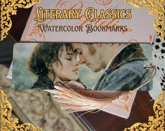 Literary Classics Metal Bookmark | Bookish Watercolor Art, Double-Sided Large