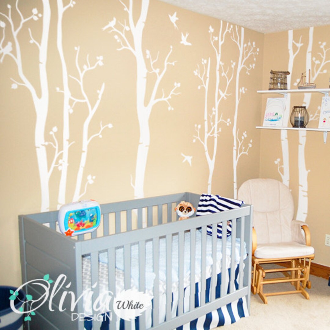 Baby Nursery Large White Tree Decal Huge Tree Wall Decal Wall Art ...