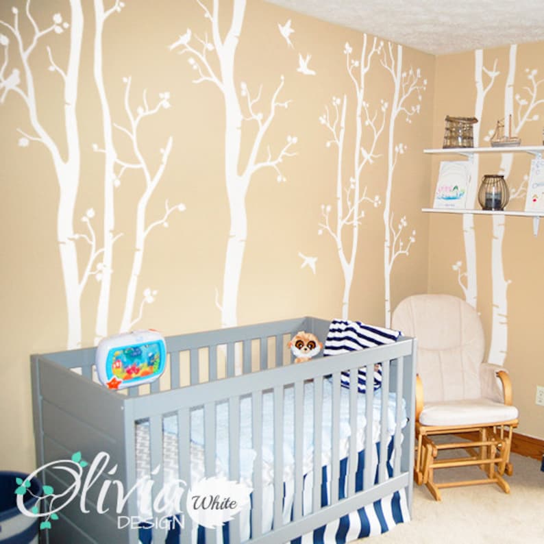Baby Nursery Large White Tree Decal Huge Tree Wall Decal Wall Art ...