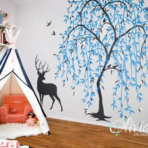 Large Baby Nursery Willow Tree Vinyl Wall Decal Tree Sticker Etsy