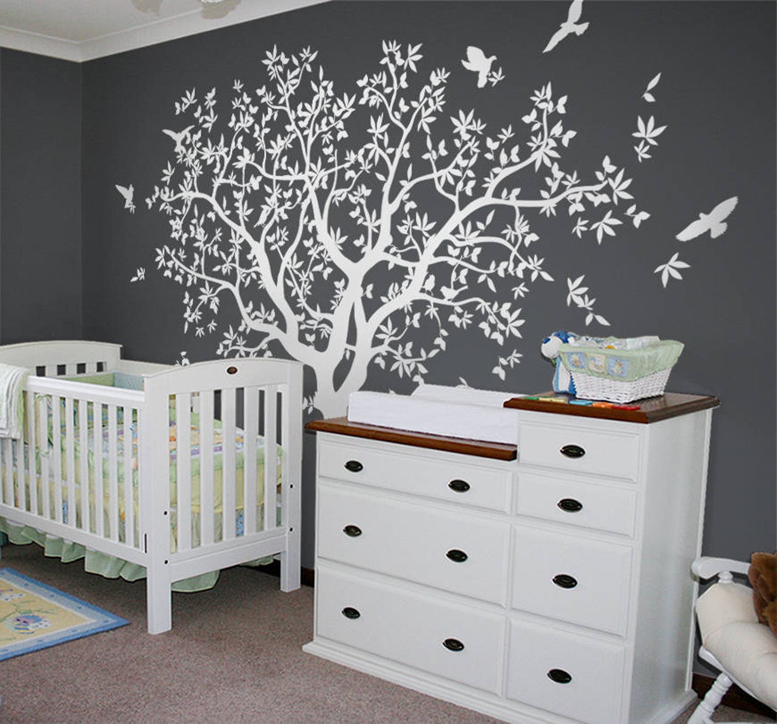 Large Tree Wall Decal White Tree Wall Decal Wall Mural Etsy UK