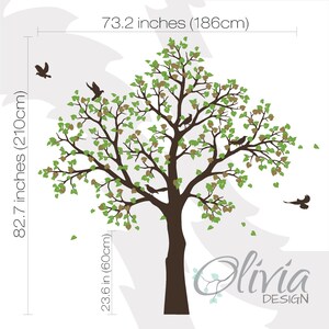White Tree Wall Mural. Large Baby Nursery Decal. Tree With Birds -NT043 ...