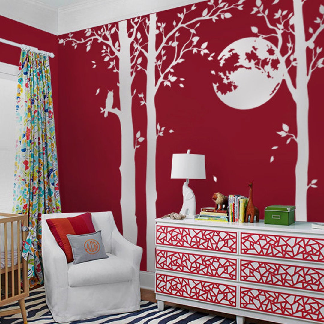 Baby Nursery Large White Tree Decal Huge Tree Wall Decal Wall Art ...