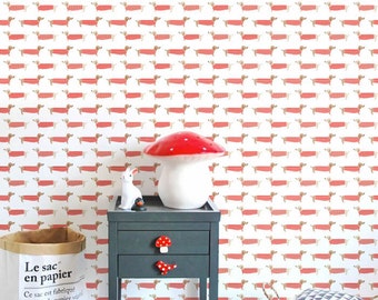 PEEL and STICK vinyl wallpaper - Red sweater dog pattern  - OLB_003