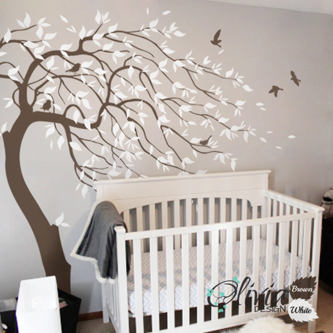 Large Nursery Blowing Tree Wall Mural Decal Sticker -NT032 - Etsy