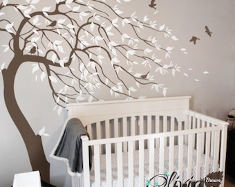 Large nursery Blowing  Tree Wall Mural Decal Sticker -NT032