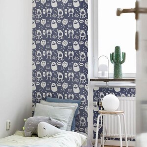 PEEL and STICK  Selfadhesive vinyl removable wallpaper - Cute monster pattern wallpaper  - OLB_041