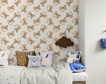 Sweet mice Self adhesive kids room wallpaper - PEEL and STICK vinyl Nursery wallpaper - OLB_045