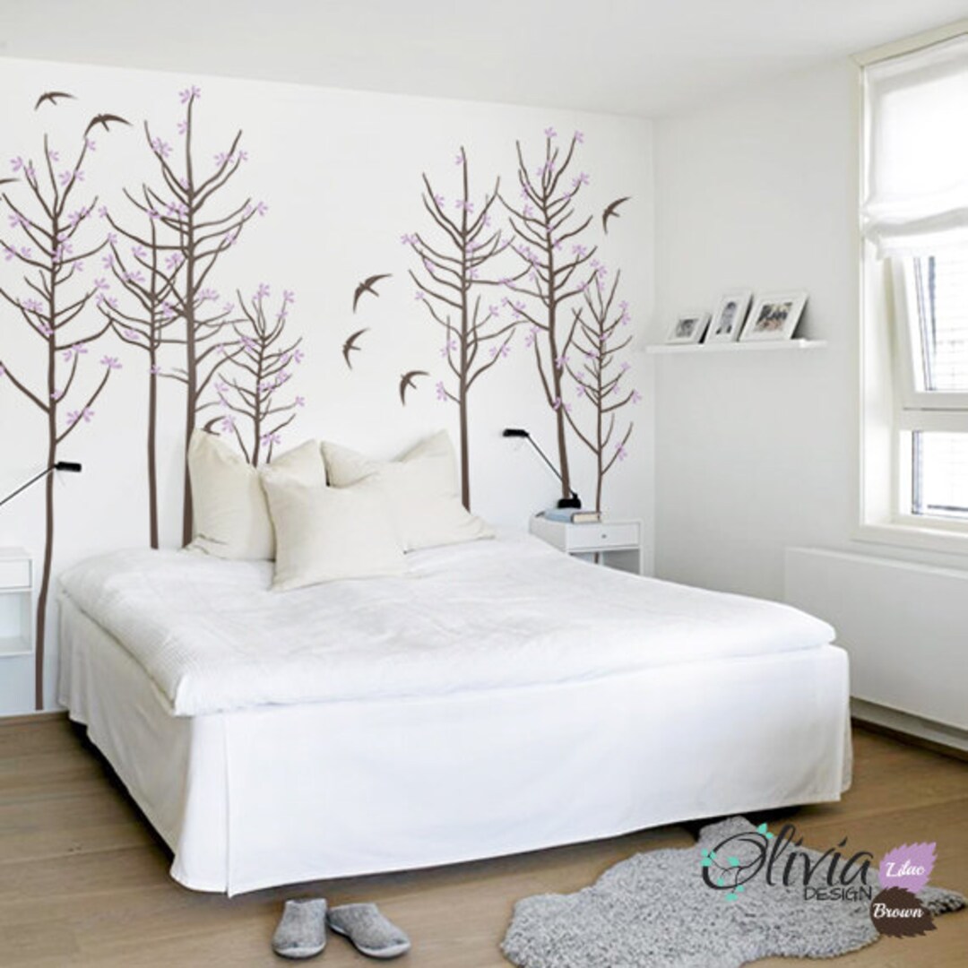 Large Blossom Tree Vinyl Wall Decal With Birds Mural - NT025 - Etsy
