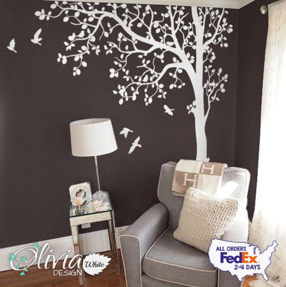 White Tree Wall Decal White Tree Decal for Nursery Nature Tree - Etsy ...