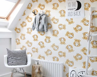 PEEL and STICK Self adhesive vinyl wallpaper - Removable temporary animal pattern wallpaper - baby cows  - OLB_041