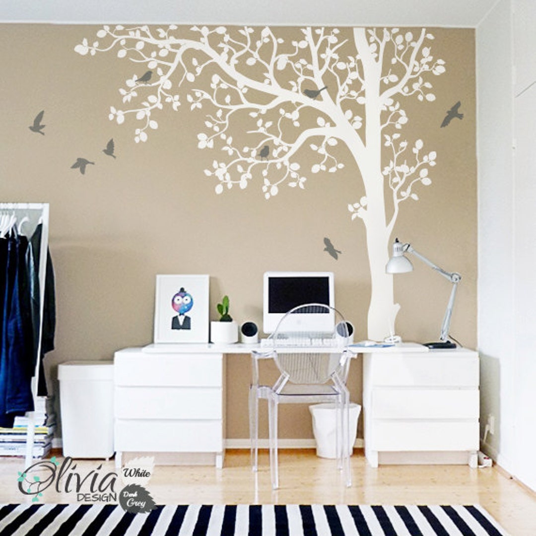 Large Tree Vinyl Wall Decal, Wall Decoration Tree Sticker With Birds ...