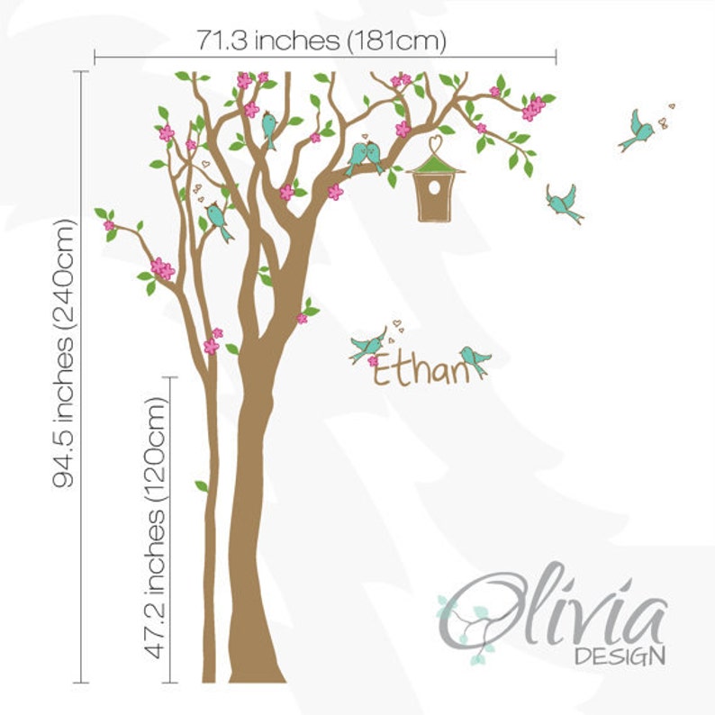 Personalized Nursery Tree Decal Baby Custom Name Wall Decor Etsy