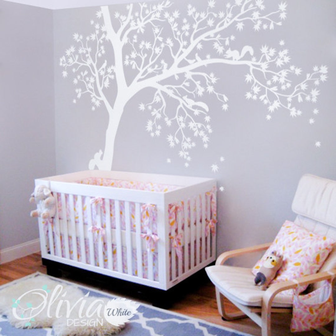 Large White Tree Decal Huge Tree Wall Decal Wall Art Tattoo Wall Mural ...
