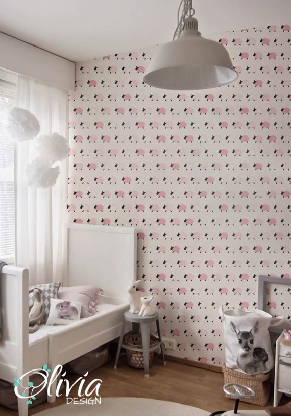 Selfadhesive removable wallpaper Olb_013 PEEL and STICK vinyl Nursery wallpaper PINK sheep wallpaper Home Décor Home & Living Selfadhesive removable wallpaper Olb_013 PEEL and STICK vinyl Nursery wallpaper PINK sheep wallpaper Home Décor Home & Living