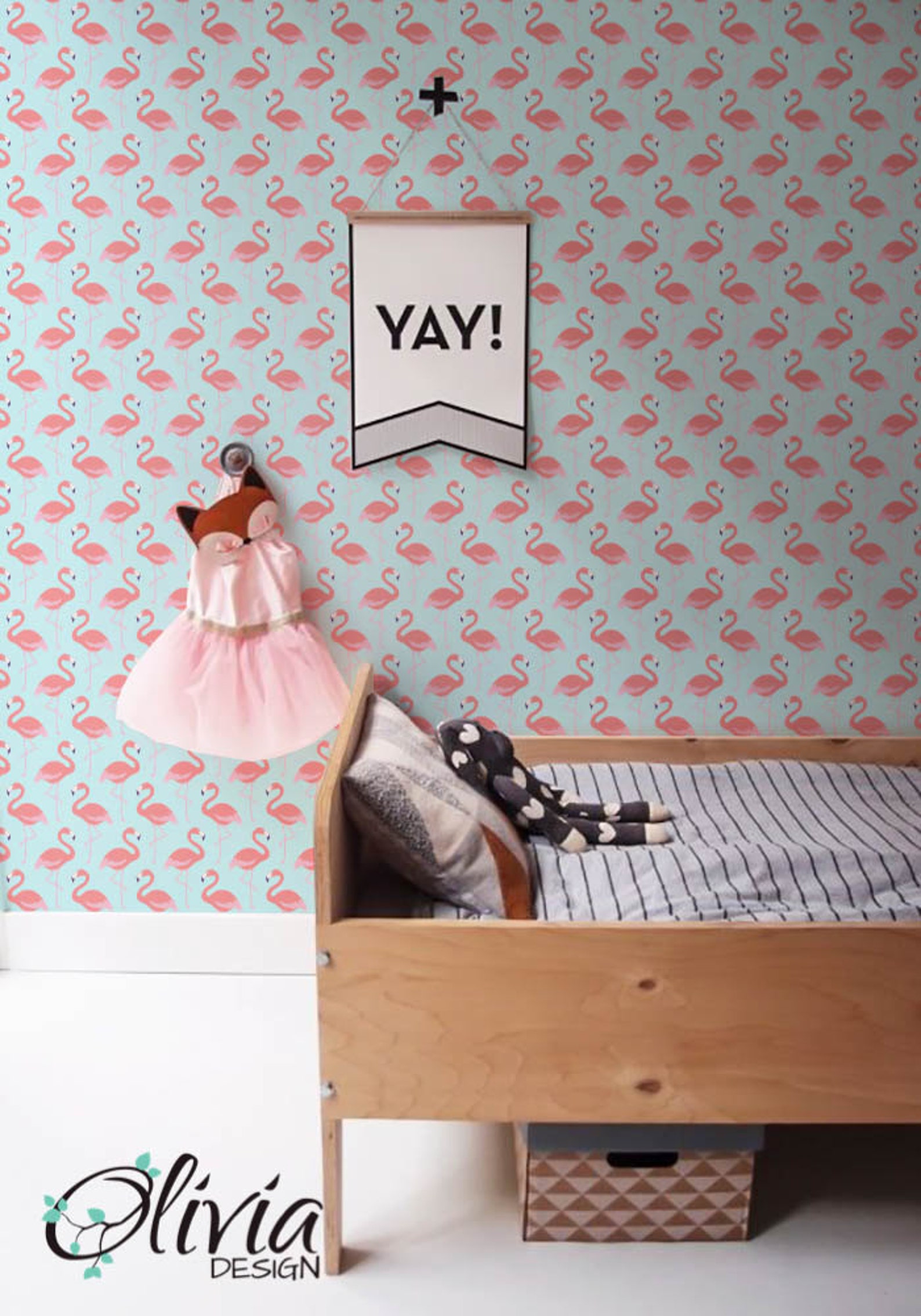 Self Adhesive Kids Room Wallpaper PEEL and STICK Flamingos Etsy