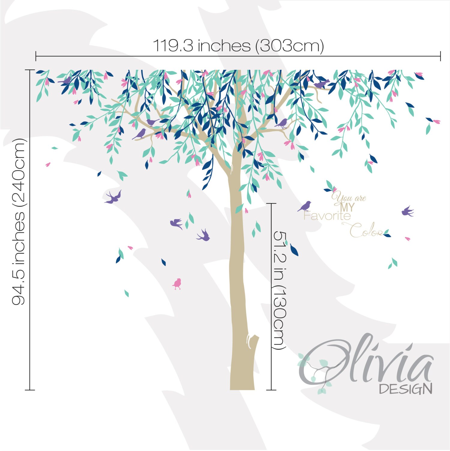 Large Willow Tree Vinyl Wall Decal Baby Nursery NT017 Etsy