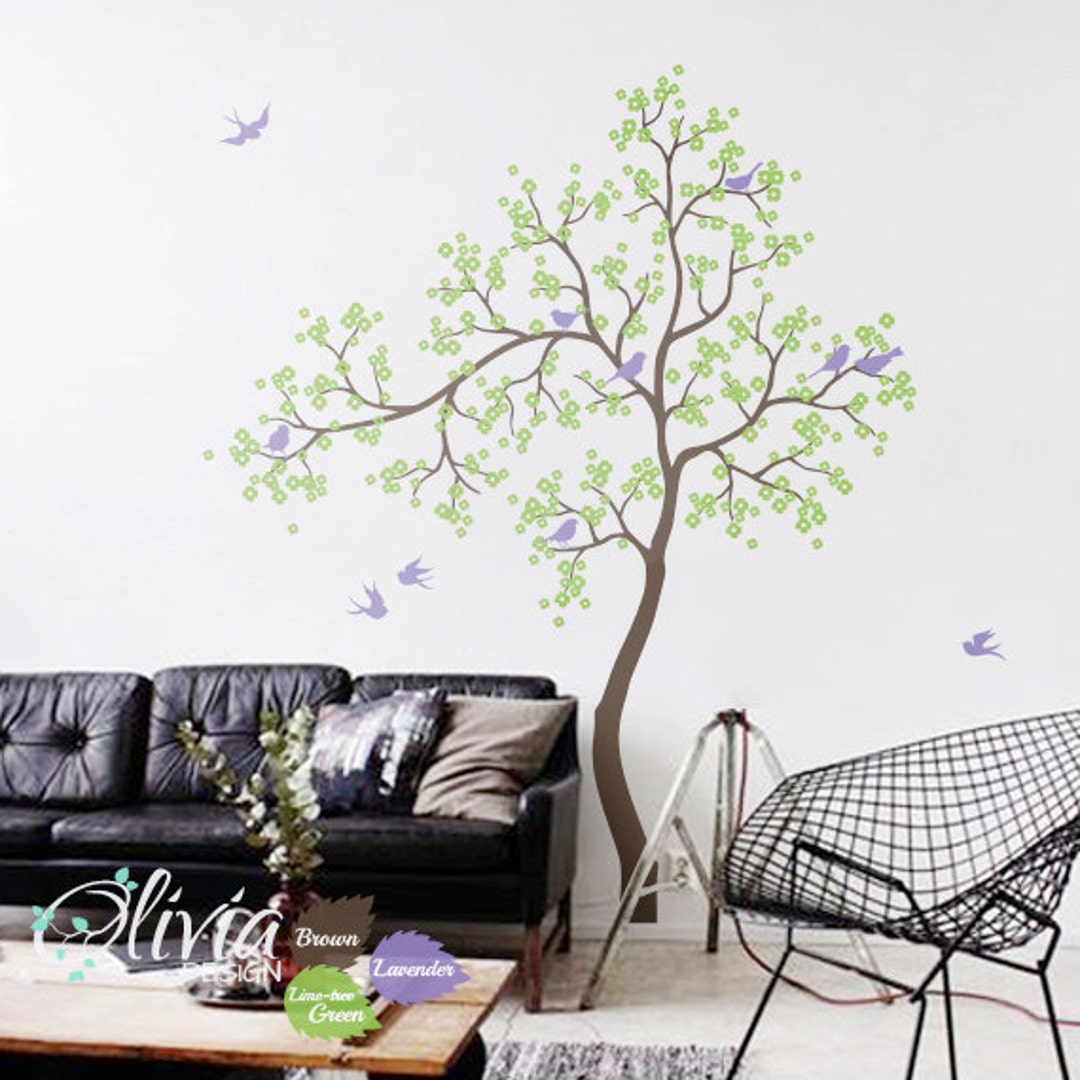 Baby Nursery Blossom Tree Vinyl Wall Decal, Removable Living Room Tree ...