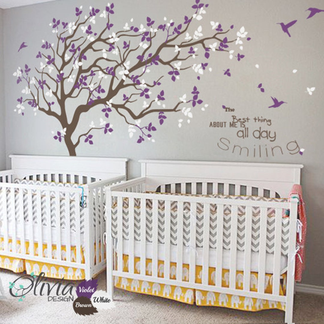 Large Tree Wall Decal With Birds Mural for Kids Room - NT018 - Etsy