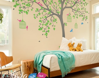 Tree removable vinyl decal Tree wall decal Wall Art Wall Mural Stickers Wall Decals Decor  -NT012