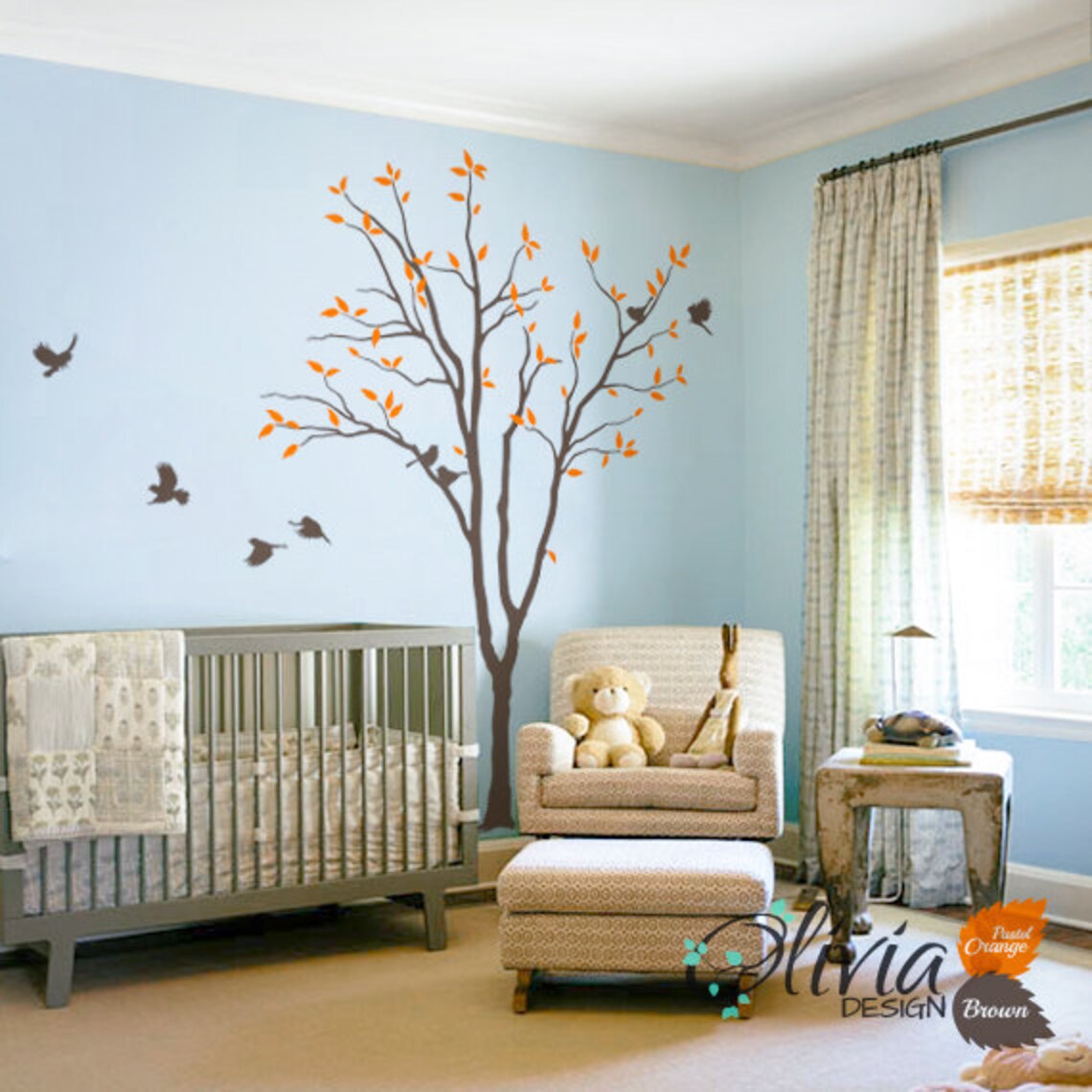 Baby Nursery Tree Wall Decal Large Color Wall Decals Wall Etsy
