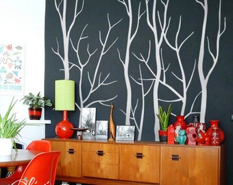 Set of Large Winter Tree vinyl decals , wall mural -NT034