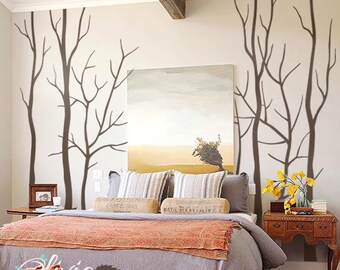 Set of Large Winter Tree vinyl wall decals  -NT034