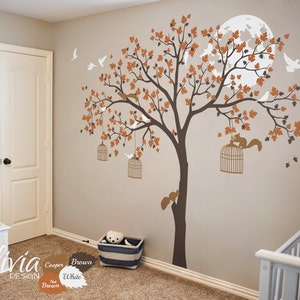 Large Tree Vinyl Wall Decal With Birds Mural Stickers - NT012B - Etsy