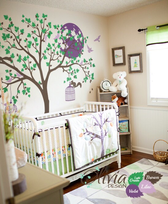 Large Tree Vinyl Wall Decal With Birds Mural Stickers NT012B | Etsy