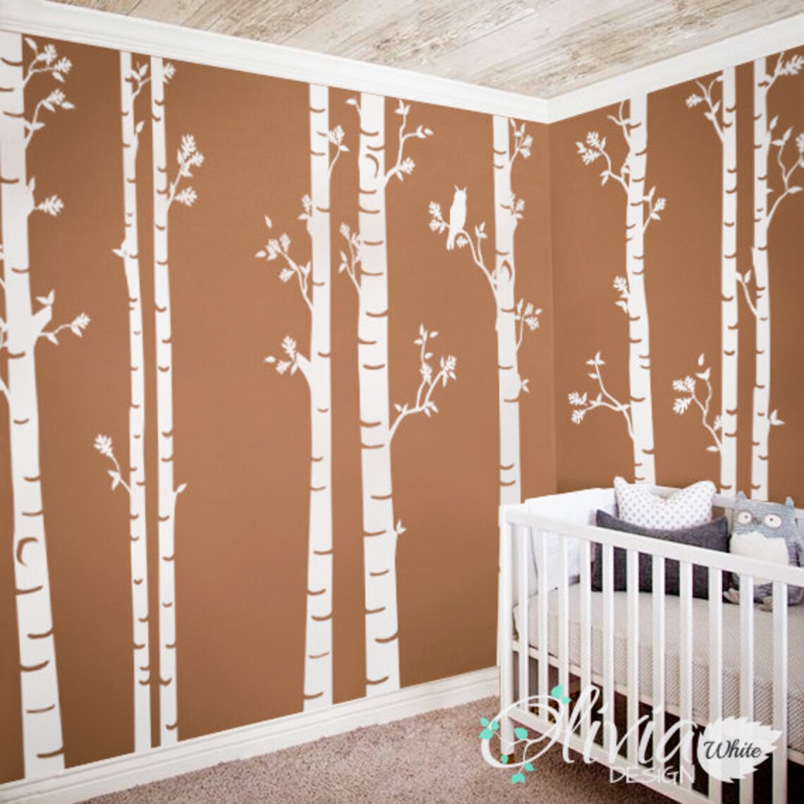 Set of 9 Large White Tree Decal Huge Tree Wall Decal Wall Art Tattoo ...
