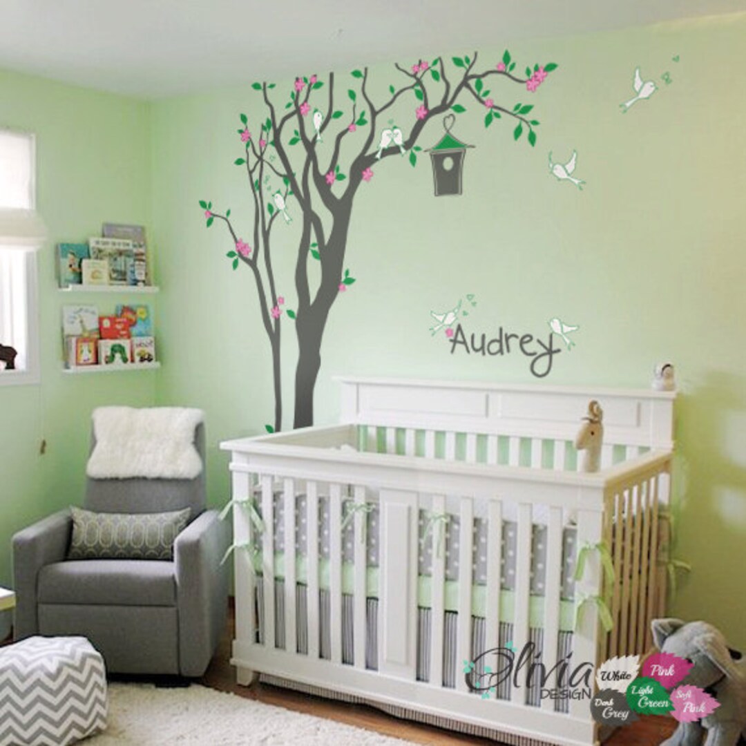 Baby Nursery Blossom Tree Vinyl Wall Decal - Personalized Wall Decal ...