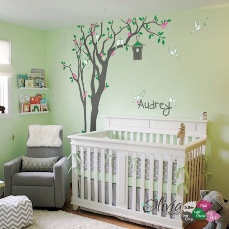 Personalized Nursery Tree Decal Baby Custom Name Wall Decor Etsy