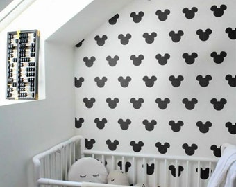 PEEL and STICK Baby Nursery Selfadhesive vinyl wallpaper -black and white Mouse pattern  - OLB_058