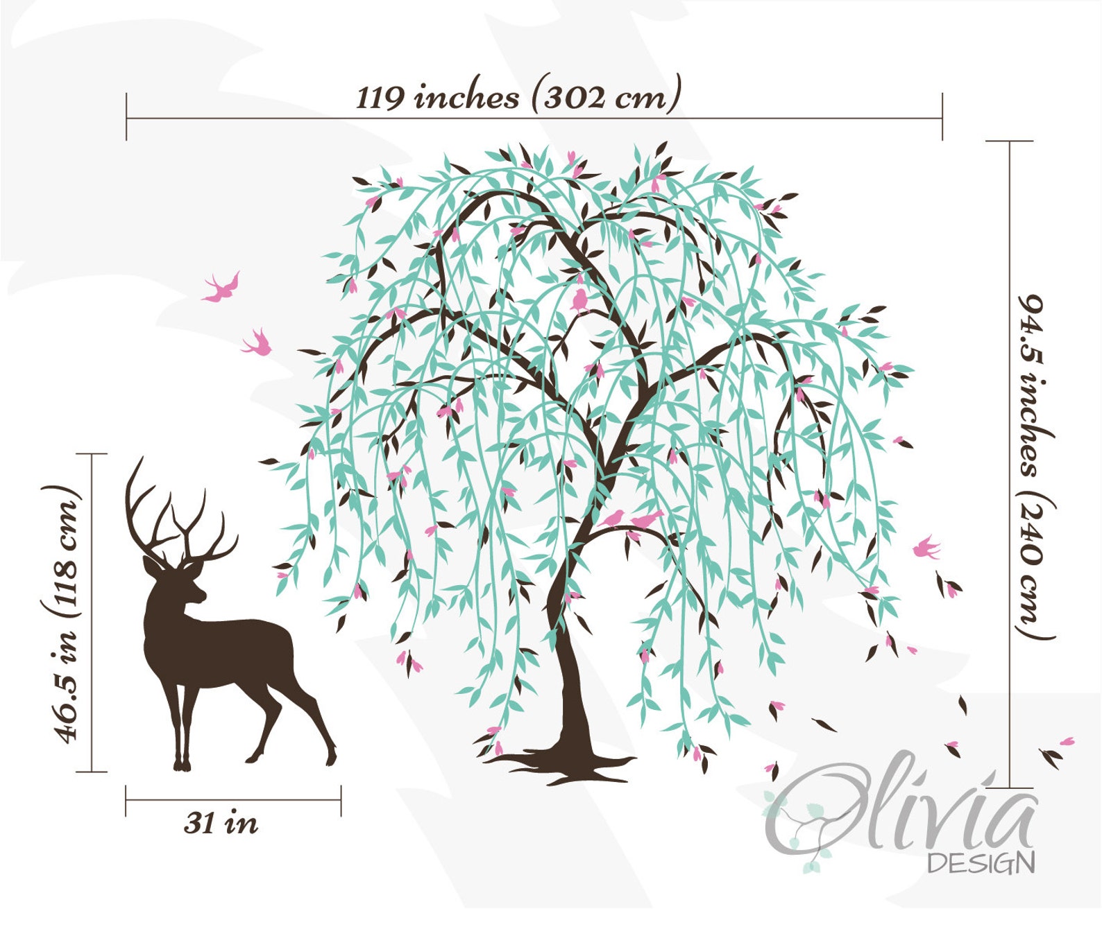 Large Baby nursery Willow Tree vinyl wall decal Tree sticker Etsy