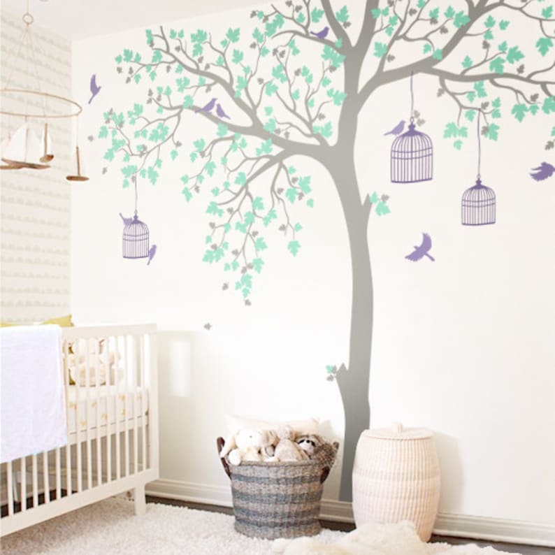 WHITE Tree decal Large nursery tree vinyl wall by TheAmeliaDesigns |  Decoración de unas, Decoracion de muros, Decoracion de interiores pintura