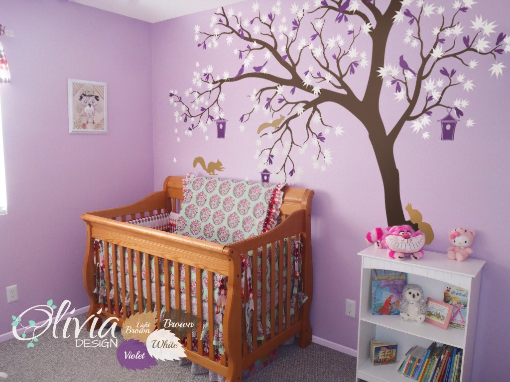 Purple Girl Nursery With Dark Furniture Purple Baby Girl Bedroom