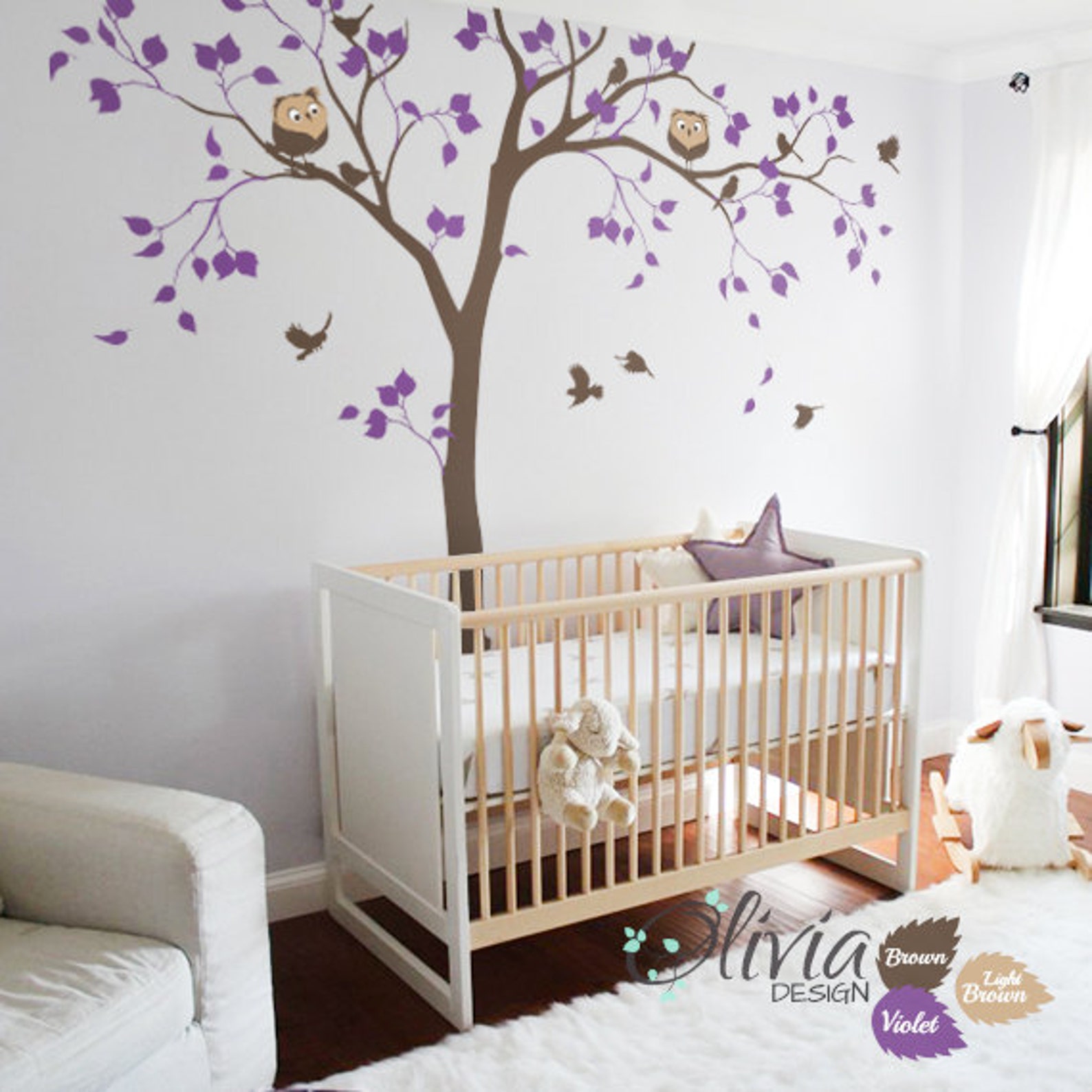 Cute Baby Nursery Tree Decal Large Vinyl Wall Tree Decal Etsy