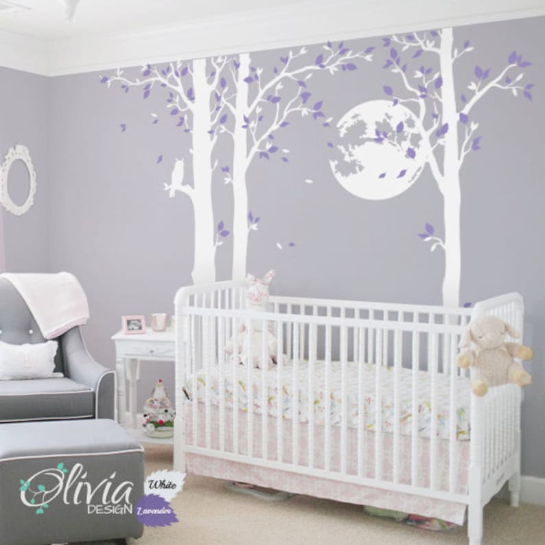 Large Tree With Full Moon /& Owl Removable Vinyl Wall Decal NT013