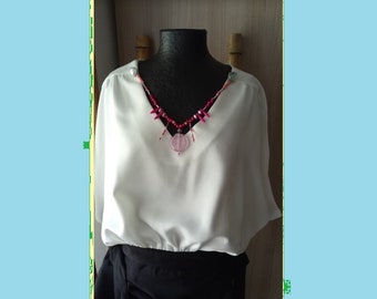 Cadeau parfait, accessoire de mode épingle bijou de vêtement grosse perle verre Lampwork rose pâle, ivoire végétal et howlite rose