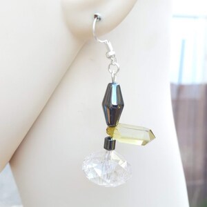 Perfect gift, Hematite earrings, green and transparent glass pearl, nickel-free silver metal hook fasteners image 3
