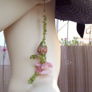 Perfect gift, Peruvian opal and peridot chip earrings, MooCreation ceramic beads, with 925 silver findings