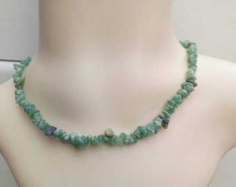Perfect Gift, Necklace length to choose, natural stretchable in nephrite and aventurine chips