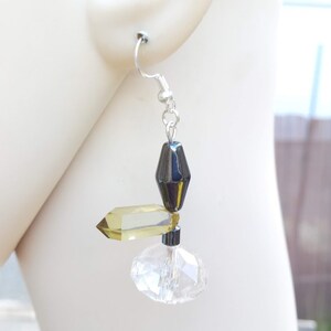 Perfect gift, Hematite earrings, green and transparent glass pearl, nickel-free silver metal hook fasteners image 4