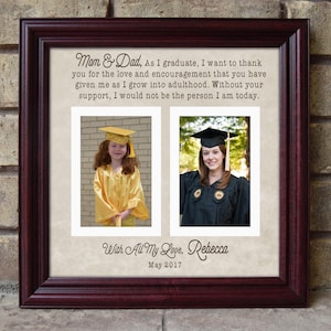Graduation Frame - Graduate Thank You parents - Two Photo Frame Thank you gift - Graduate - Graduation frame - College Graduate - 15x15